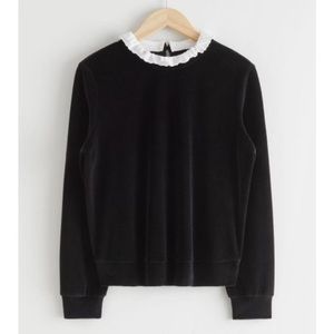NWT & other stories embroidered collar velour sweatshirt